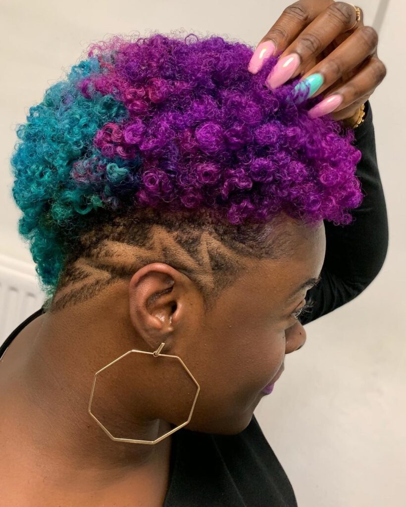 Blue and Purple Short Hairstyles for Black Women