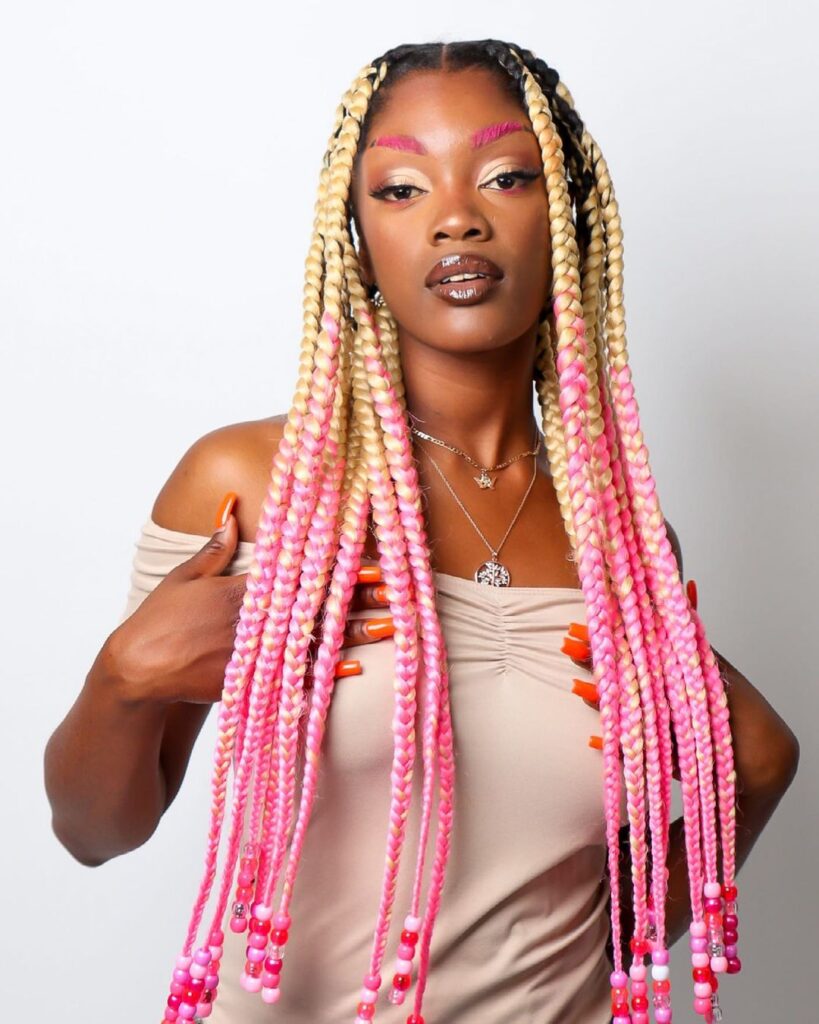 Pink Ombre with Blonde Cornrows