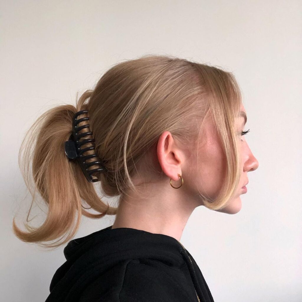 Half Updo with Curtain Bangs