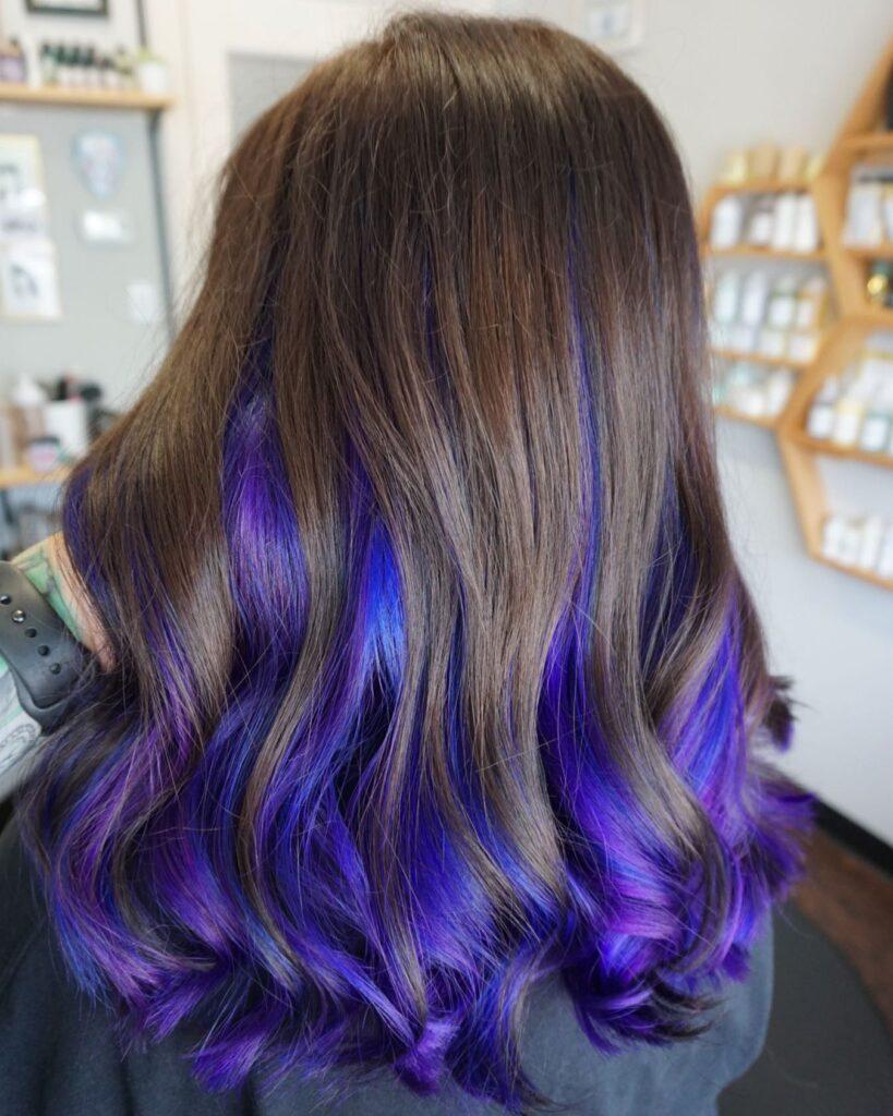 Navy and Purple Under Dye Hair
